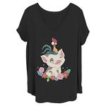 Disney Women's Moana Tropical Buddies Junior's Plus Short Sleeve Tee Shirt, Black, 3X