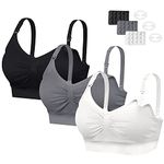 INTLMATE 3 Pack Women's Nursing Bra Seamless Wireless Night Sleep Nursing Maternity Bra Sleep Bralette with Removable Spill Prevention Pads and Bra Extenders