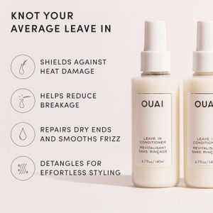 OUAI Leave-In Conditioner & Heat Protectant Spray – Detangling, Shine, 140ml