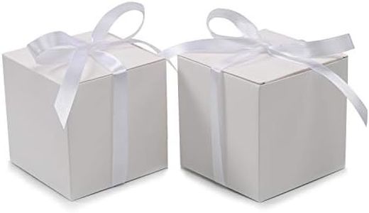 COTOPHER 100pcs Small Gift Boxes, Favor Boxes 2x2x2 inches Paper Gift Boxes with Ribbons Candy Box for Wedding Favors Baby Shower Bridal Shower Birthday Party (White)