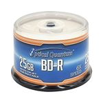 Optical Quantum OQBDR06WIP-H-50 6X 25GB BD-R White Inkjet Printable Single Layer Blu-Ray Recordable Media 50-Disc Spindle