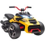 AIYAPLAY Kids Electric Ride On Car, 12V Ride On ATV Electric Vehicle Toy Car with MP3 Player, Horn, 2 Speeds, LED Lights, 3 Wheeler for Boys & Girls Ages 3-8, Yellow