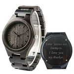 Custom Wood Watch for Men Ebony Wooden Engraved Watch Groomsmen Best Man Gift Father's Day Gift - Free Engraving