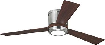 Monte Carlo Fans Canada 3CLYR52BSD-V1 3 Blade Ceiling Fan with Handheld Control and Includes Light Kit in Modern Style - 52 Inches Wide by 9.2 Inches High, Brushed Steel Finish with Frosted Acrylic Glass