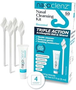 NasoClenz Nasal Cleansing Kit – Gentle, Washable Wand & Antiseptic Gel, Nose Cleaner Reduces Germs & Nasal Moisturizer for Fast Dry Nose & Allergy Relief (Unscented 4 Count, up to 50 uses)