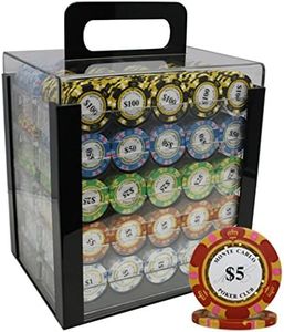 1000pcs 14g Monte Carlo Poker Club Poker Chips Set with Custom Build (1000 Chips Acrylic Case)