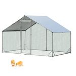 Maxmass Metal Chicken Coop, Large Walk In Hen House with Waterproof & Sun-protective Cover, Galvanized Poultry Run Cage for Hens Ducks Rabbits Dogs (Spire-Shaped, 300 x 200 x 195cm)