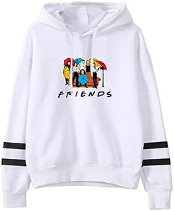 Fashion Friend Sweatshirt Hoodie Women Graphic Hoodies Pullover Funny Hooded Sweater Tops Clothes, White, X-Large