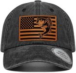 Fishing Gifts for Men Women, Unique Fish Stuff Flag Trucker Hat for Fisherman Best Gift, Black/Grey