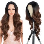 Style Icon HD Lace Front Wig 26 inches Long Wavy Curly Synthetic Hair Wigs for Women Middle Part (TT1B/30)