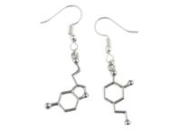 Serotonin and Dopamine Earrings sterling silver or silver plated hooks, science jewellery for geeky friend chemistry teacher gift biology psychology graduation coworker therapist pharmacist