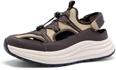 OrthoComfoot Men's Orthopedic Close Toes Hiking Sandals: Arch Support Foot Pain Relief Cushion Thick Sole Walking Shoes, Casual Waterproof Athletic Sport Fashionable Sandals Brown Size 13