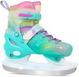LEVYTEMP Adjustable Girls Ice Skates for Kids - Ice Skating Shoes - Hockey Lace-Up Skates for Youth Beginners,Pink Blue Green