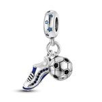 M&S Football Charm Footballer Football Boot Ball Love Charm Crystal Bead Pendant, 925 Sterling Silver Dangle Charm, Compatible With Pandora & European Bracelet �