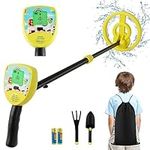 Goplus Metal Detector for Kids, Gold Detector with IP68 Waterproof Searching Coil, 25”-33” Adjustable Stem, Outdoor Lightweight Detector Kit for Junior Youth Toddlers (Kids) (Kids)