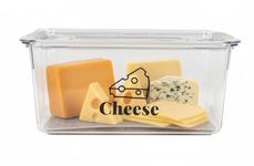 Punorric Cheese Storage for Fridge 2.3L Clear Cheese Container with Lid, Airtight Storage Box with Drain Tray, Stackable Mold-Resistant Fridge Organiser for Chunks & Slices, BPA-Free