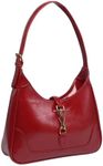 OYOANGLE Women's PU Leather Shoulder Bags Clasp Zipper Top Handle Handbags Adjustable Strap Vintage Hobo Purses Light Red One-Size