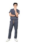 VastraMedwear Men's Scrub Suit for Doctors l Comfortable Breathable and Perfect Fit| 6 Pockets Medical Scrub Suit| Ideal for Doctors Nurses Dentists & Healthcare Professionals | Grey | XL