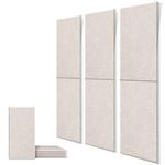 DrKlang 6 Pack Acoustic Panels, 23.6" x 11.8" Decorative Soundproofing Panels, Ceiling and Wall Acoustical Treatment Tiles, Great to Reduce Echo and Noise for Home and Office - Light Camel