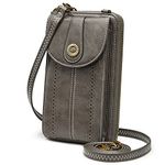 S-ZONE RFID Blocking Mobile Phone Purse Crossbody Bag Small PU Leather Wallet Retro Hollow for 6.5 Inch Cellphone Women Lady