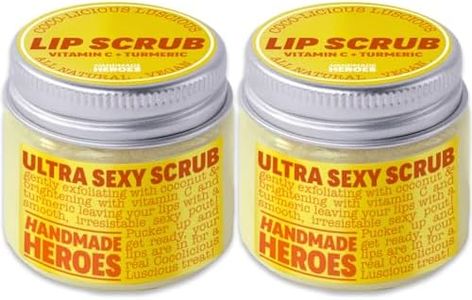 Handmade Heroes Turmeric & Vitamin C Lip Scrub Set – 2 Pack Natural Vegan Sugar Polish Lip Exfoliator - Brightening & Conditioning for Dark, Dry, Chapped Lips