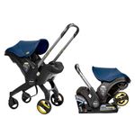 Doona Baby Car Seat & Travel Stroller Royal Blue -Convertible Infant Car Seat, Carry Cot and Pram with 5 Point Safety Harness - Ergonomic Pushchair and Travel System - Latch Base Sold Separately*