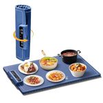 PROSFIA Electric Warming Tray - Full Surface Heating,Rollable & Portable - 3 Temperature Settings & Fast Heating，Food Warmer Rolling Silicone Mat for Gatherings,Parties, Buffet,Everyday Use (Blue)
