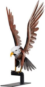 SunBlogs Art 22" H Handmade Metal Flying Eagle Statue, Hand-Painted Bird Sculpture Decor, Suitable for Living Room, Office Desktop, Cabinets, Rustic Handicraft Eagles Gifts for Men (Brown White)