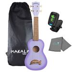 Kala Purple Burst Dolphin Makala Soprano Ukulele - MK-SD/PLBURST Bundle with a Kala Tuner and Lumintrail Polishing Cloth