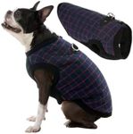Gooby Fashion Vest Check Dog Jacket - Navy Check, X-Large - Warm Zip Up Dog Bomber Vest with Dual D Ring Leash Water Resistant for Small to Medium Dogs