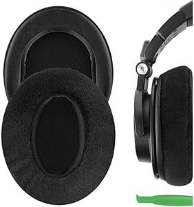 Geekria Comfort Velour Replacement Ear Pads for Audio-Technica ATH-M50X, ATH-M50xBT2, ATH-M40X, ATH-M30X, ATH-M20X, ATH-M10, Headphones Ear Cushions, Ear Cups Cover Repair Parts (Black)