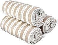 furLong 100% Cotton Eco-Friendly Autum Stripes Kitchen/Dish Towel, Set of 3 (Biege)