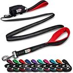 Black Rhino The Comfort Grip - Heavy Duty Double Handle Leash for Medium - Large Dogs 6' Long Dual Handle Lead for Dog Training Walking & Running Neoprene Padded Handles - Poop Bag Pouch Included