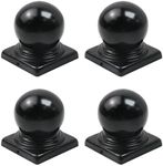 Tsnamay 4Pcs Black Fence Post Caps with Top Ball,Post Caps Ball Dome Deck Post Caps with Screws for Actual 3.15"x3.15"/80mm Metal Posts