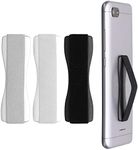 kwmobile Finger Holders For Smartphones - Set of 3 Self Adhesive Elasticated Finger Holder Straps for Phones - Black/White/Silver