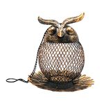 Vintage Wild Bird Feeders Squirrel Proof For Ourside Hanging Cute Metal Owl Shaped Bird Yard Garden Decor Twirl A Squirrel Feeder (Coffee, One Size)