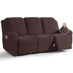 TAOCOCO Recliner Sofa Covers 8-Pieces Stretch Large Couch Covers for 3 Seats Reclining Slipcovers Soft Jacquard Pattern Furniture Protector Dark Coffee