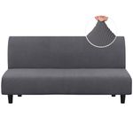 Turquoize Futon Cover Stretch Armless Sofa Slipcover Spandex Non Slip Soft Couch Sofa Cover Without Arms Futon Slipcovers for Living Room Furniture Protector with Elastic Bottom, Charcoal Gray