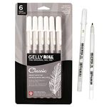 SAKURA Gelly Roll Gel Pens - Fine, Medium & Bold Tip Ink Pens for Journaling, Art, or Drawing - For Art Gifts, Holiday Gifts & DIY Projects - Classic White Ink - 05/08/10 Assorted Tip Sizes - 6 Pack