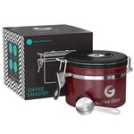 Coffee Gator Coffee Canister Airtight 900 mL, Stainless Steel Kitchen Food Storage Container with Date Tracker, CO2 Valve, Scoop for Grounds Coffee, Beans,Tea, Sugar, Flour, Snacks