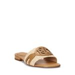 Lauren Ralph Lauren Women's Alegra Raffia & Leather Slide Sandal, Brown, 6 UK