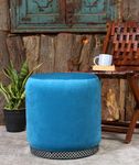 Shadowkart Pouffes Sitting Stool for Living Room, Mudda Puffy Wooden Ottoman Stools, Pouffe Footstool, Pouf for Office Home Decoration & Dressing Table, 16x16x18 Inch, Aqua