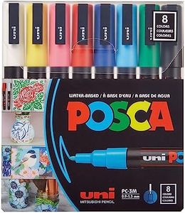 uni POSCA PC-3M Water-Based Paint Markers, Reversible Fine Tip, Assorted Colors, Pack Of 8 Markers