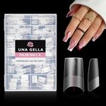 UNA GELLA Medium Square Gel x Nails - 504pcs Full Matte Square Gel x Tips Half Cover Clear False Nails Tips No C Curve with Position Line for Perfect Nail Extentions 12 Sizes, Gelly Tips