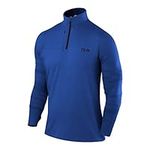 TCA Fusion Gym Tops for Men Training Long Sleeve Running Top Men Gym Clothes - True Blue, XL