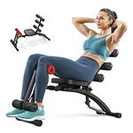 MERACH Ab Workout Machine, Adjustable Sit Up Bench, Abdominal Crunch Machine for Home Gym for Waist Abdomen Hips Legs, Max 136KG, for Sit Up/Air Bike/Abdominal Twisting/Leg Lifts Training etc, Black