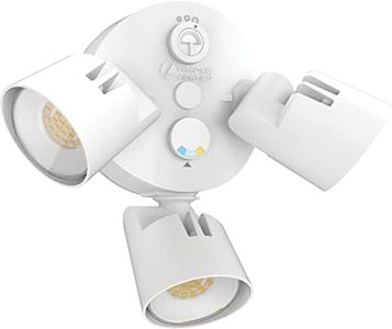 Lithonia Lighting HomeGuard 3-Light LED Outdoor Flood Lights, Outdoor LED Lights, Dusk to Dawn Sensor, Adjustable Lumens, Selectable Color, Round Heads, White (HGX LED 3RH ALO SWW2 120 PE WH M2)