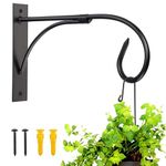 Plant Brackets for Hanging Baskets, 1pcs 11 Inch Iron Wall Mount Plant Hanging Bracket Durable Rust-Resistant Plant Hanger Hook for Hanging Plants Drying Rack Bird Feeder Lantern Windchime House Sign