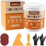 Wood Filler, Wood Repair Kit, 16 Ounce Paintable & Stainable Wood Putty Filler, Wood Scratch Cracks Holes Repair Furniture, Exterior Wood Filler Water Resistant, Wood Putty (White)