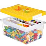 Greentainer Storage Boxes with Lids for Lego Cube Kids Toy Box Stackable Plastic Drawer Organiser Clear Compartment Craft Containers for Building Blocks Bricks Puzzle Board Organizer Accessories